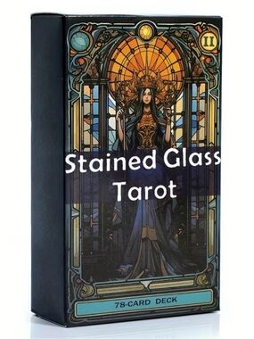 Stained Glass Tarot Deck - Blue and Gold Art Tarot Cards